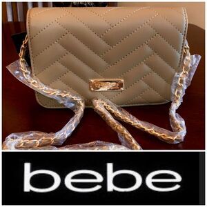 BEBE - NWT - "Sophia" Small Crossbody/Clutch in "Taupe"/Quilted Vegan Leather 👝
